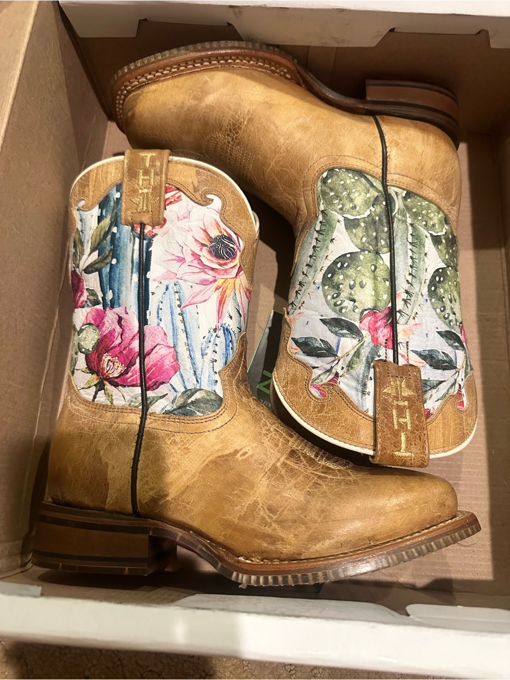 Tin Haul Western Boots with Floral & Cactus Print